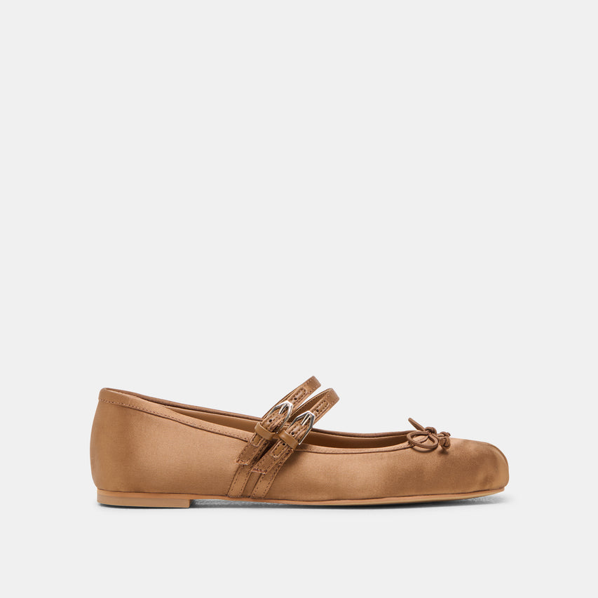Gibsen Mid Brown Satin Ballet Flats Dolce Vita - Main Image