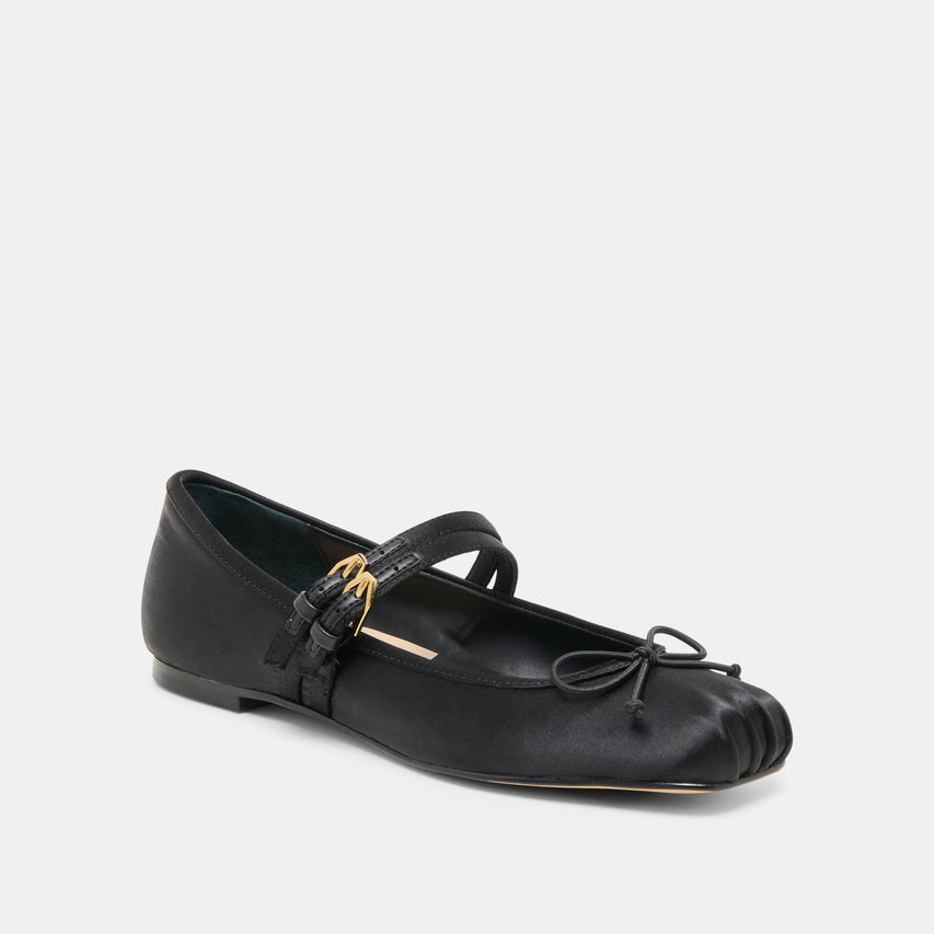 GIBSEN BALLET FLATS ONYX SATIN