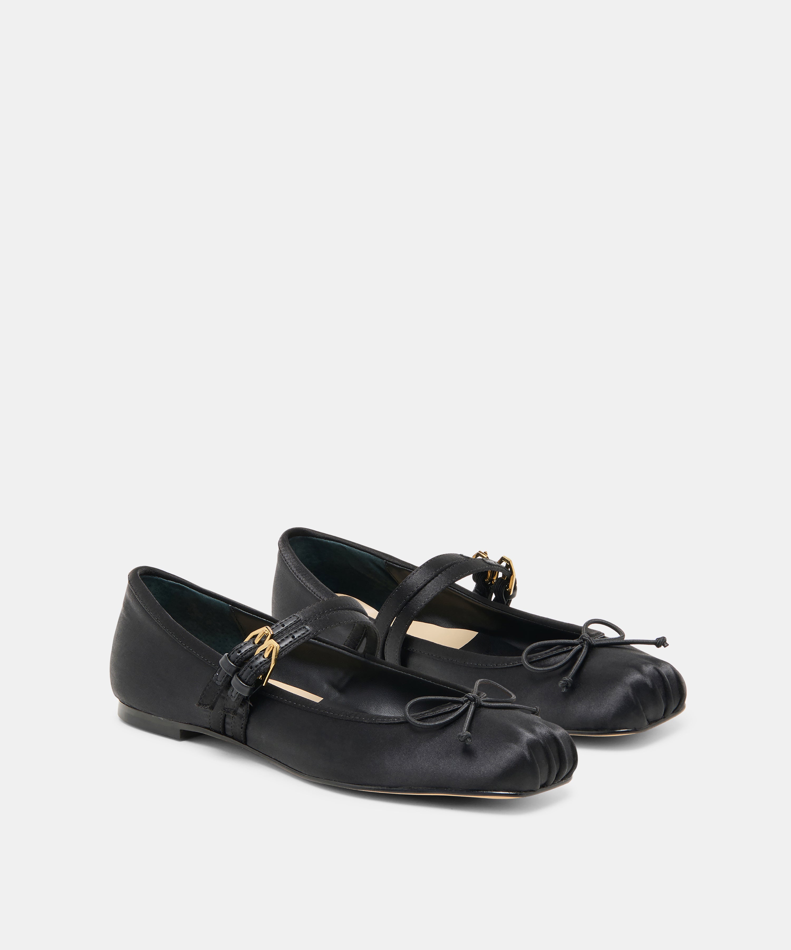 GIBSEN BALLET FLATS ONYX SATIN - view 2