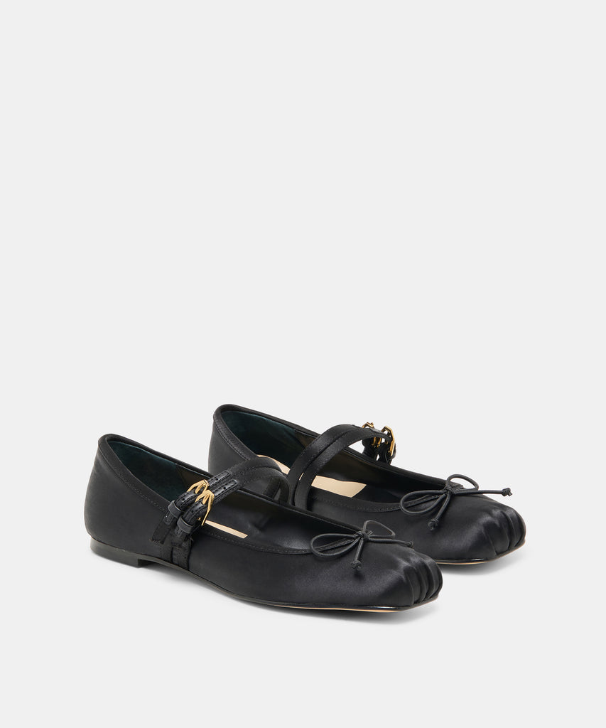 GIBSEN BALLET FLATS ONYX SATIN