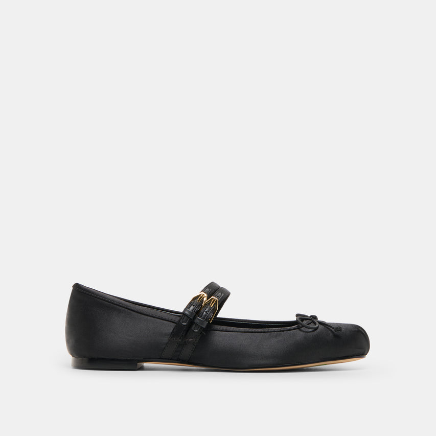 GIBSEN BALLET FLATS ONYX SATIN