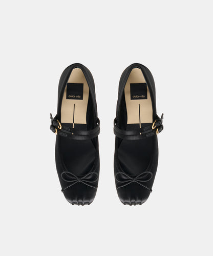 GIBSEN BALLET FLATS ONYX SATIN
