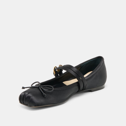GIBSEN BALLET FLATS ONYX SATIN