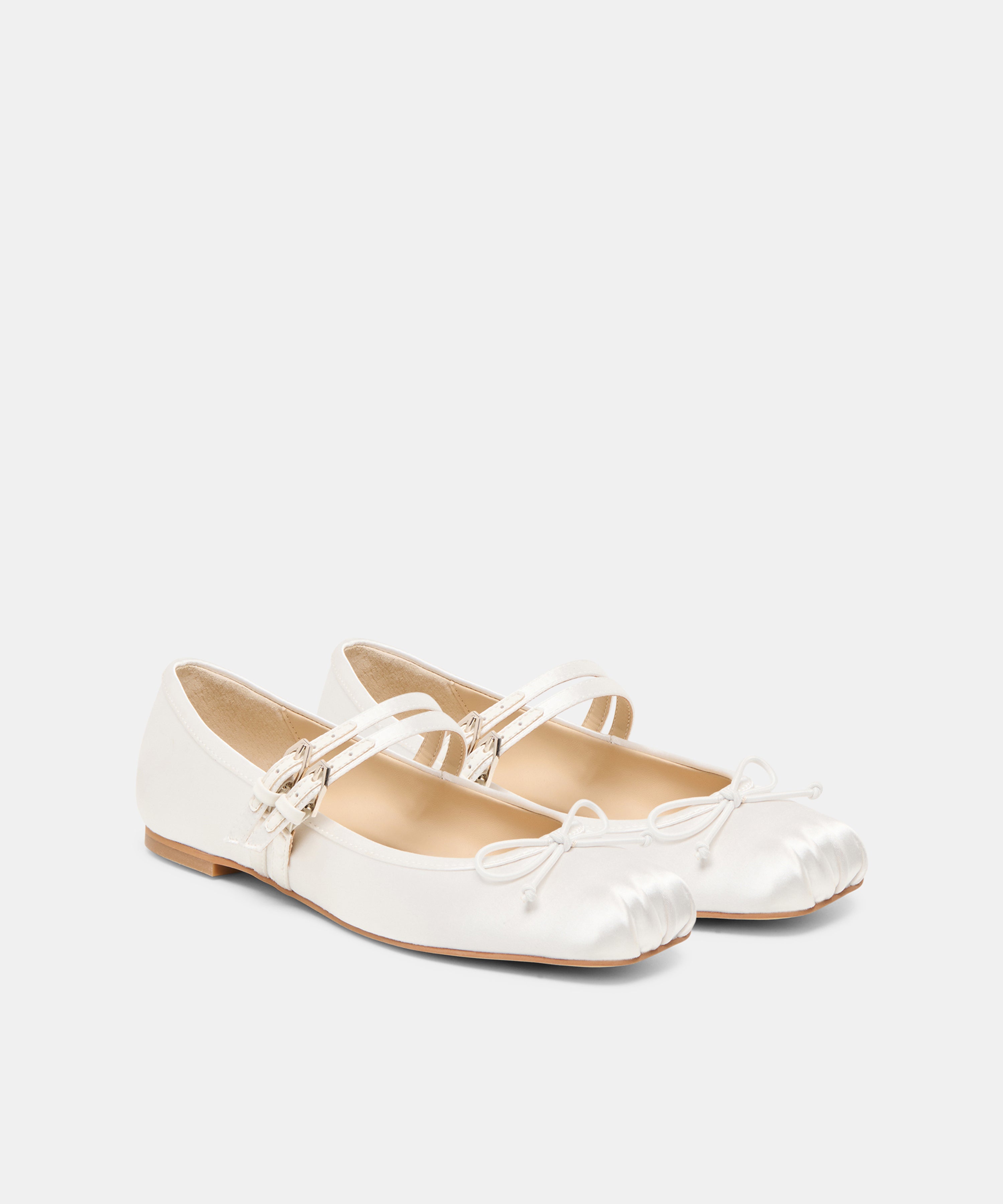 GIBSEN BALLET FLATS TRUE WHITE SATIN - view 2