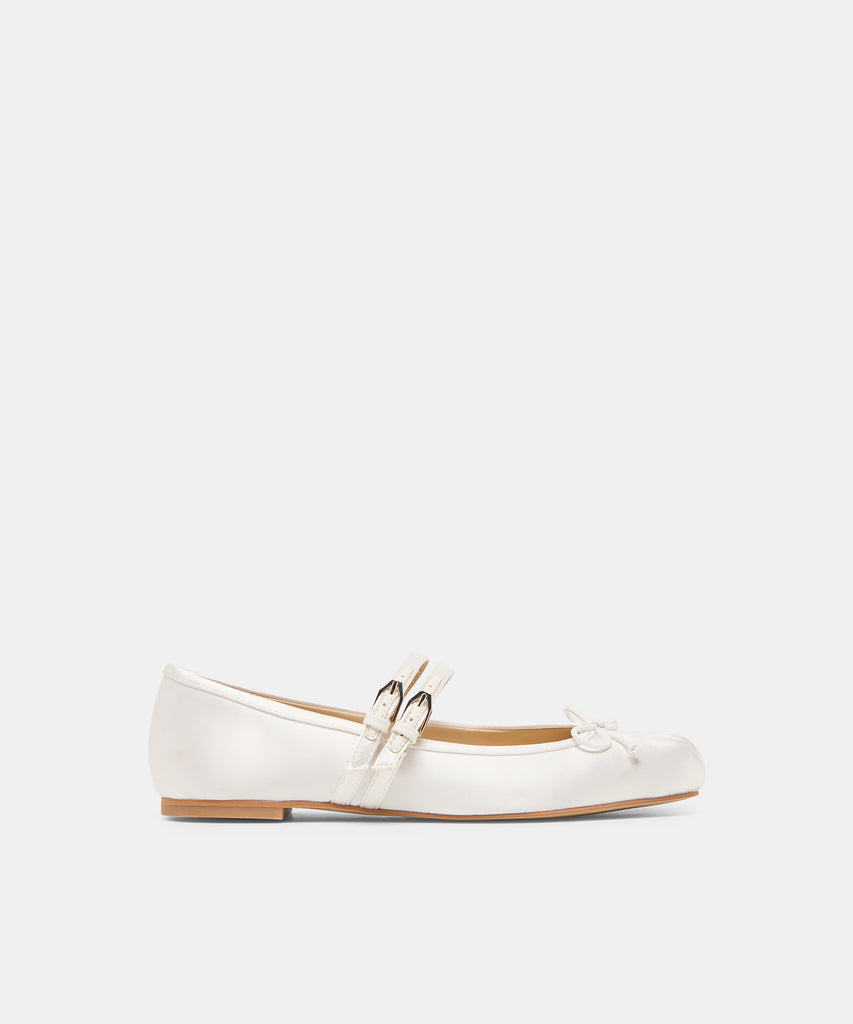 Gibsen True White Satin Ballet Flats | Dolce Vita