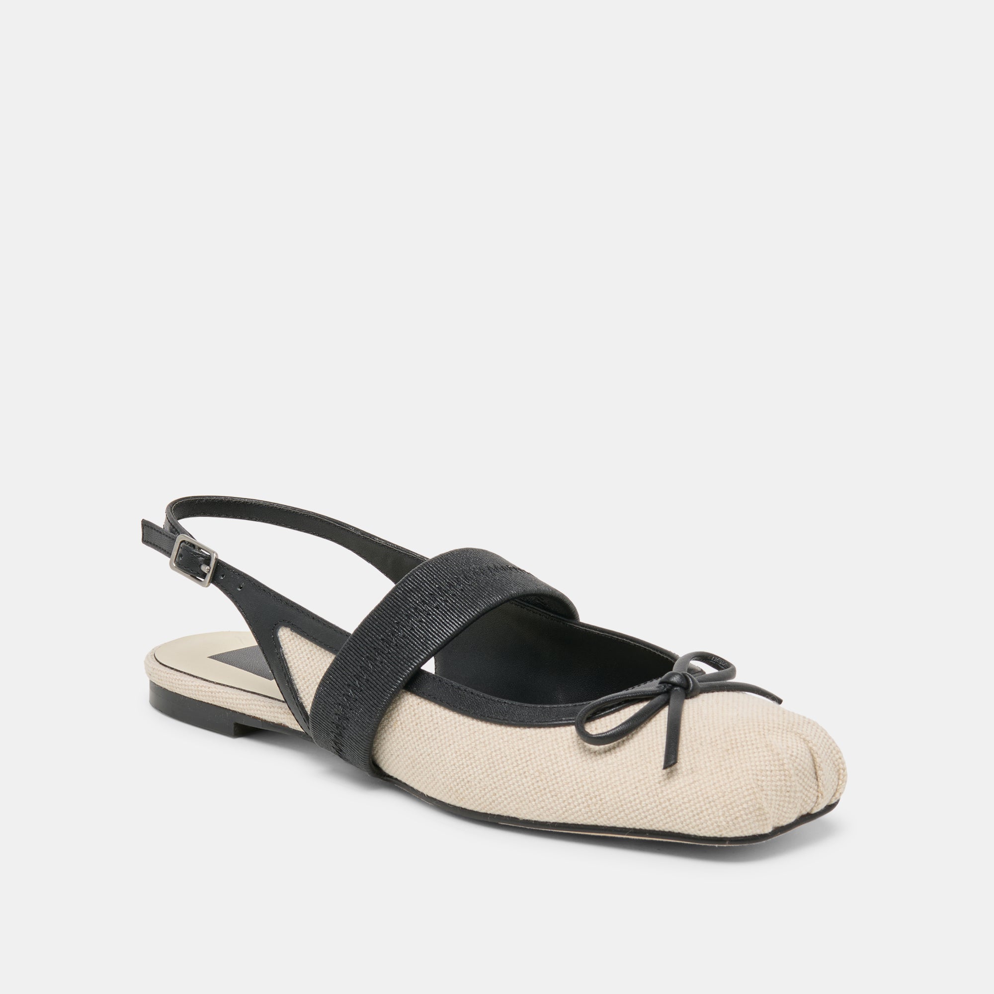 GRIFAN FLATS NATURAL BLACK LINEN
