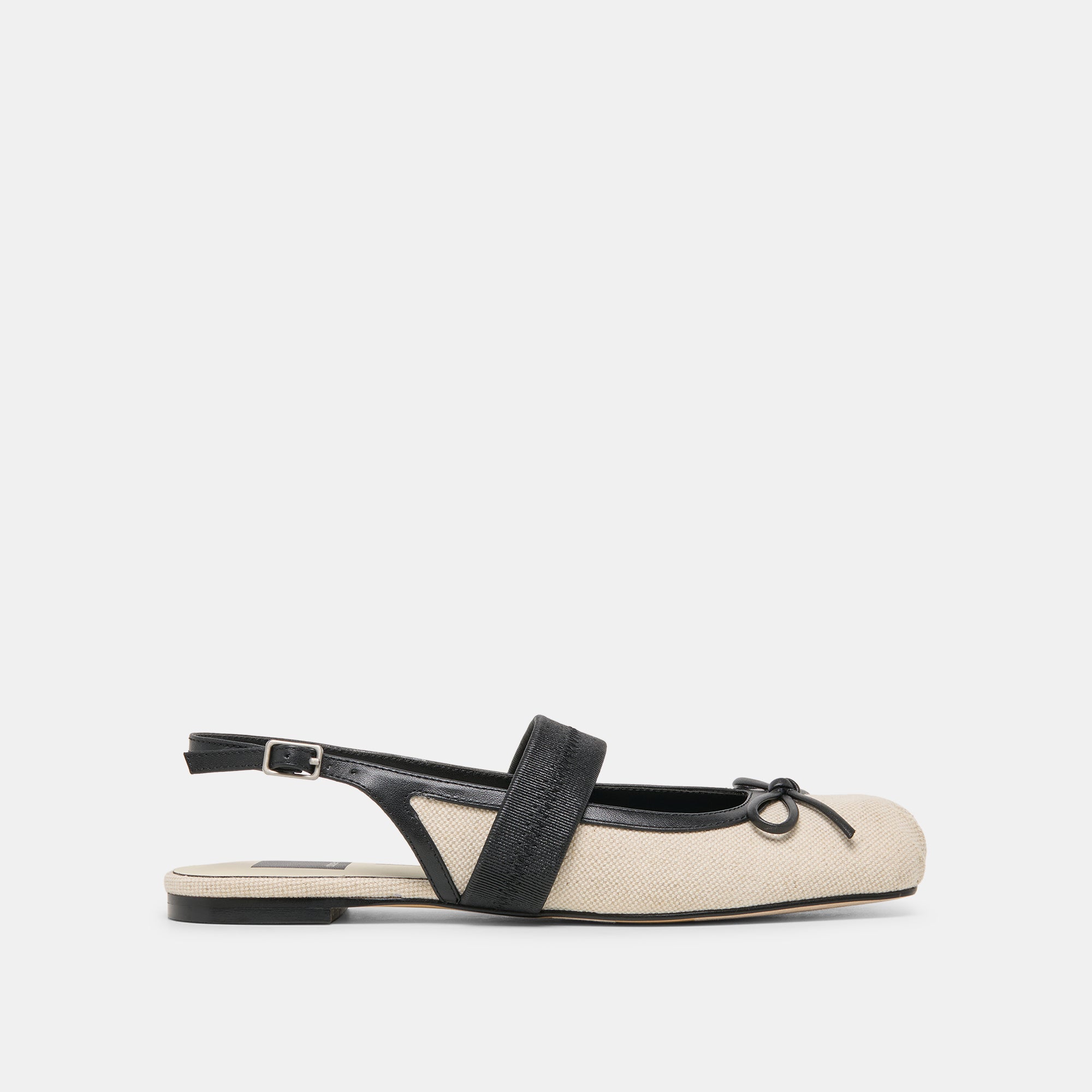 Grifan Natural Black Linen Flats | Dolce Vita