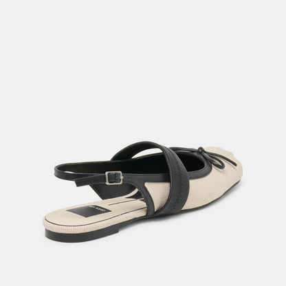 GRIFAN FLATS NATURAL BLACK LINEN