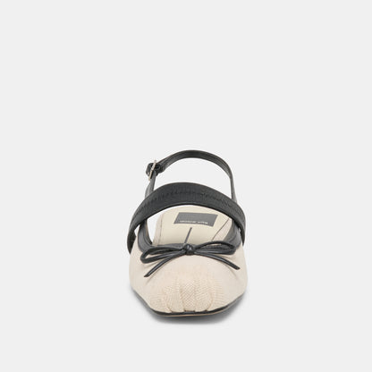 GRIFAN FLATS NATURAL BLACK LINEN