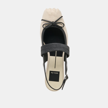 GRIFAN FLATS NATURAL BLACK LINEN