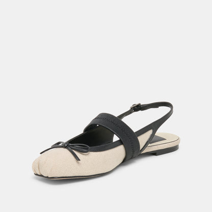 GRIFAN FLATS NATURAL BLACK LINEN