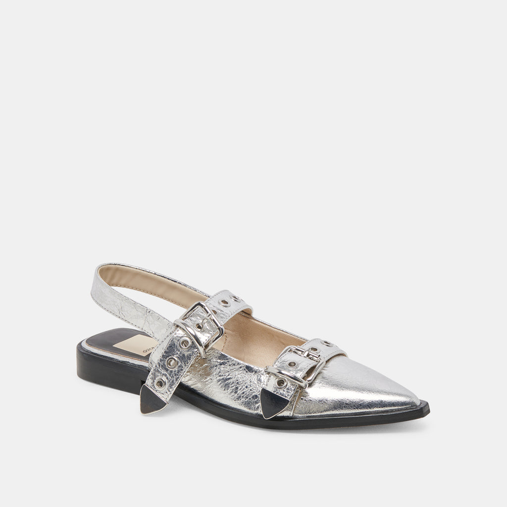 LABELL FLATS SILVER DISTRESSED LEATHER - image 3