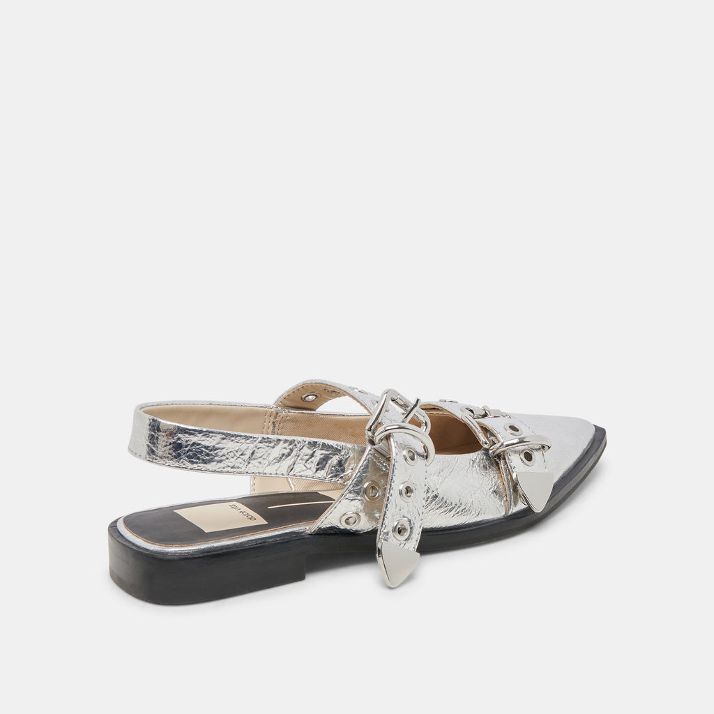 LABELL FLATS SILVER DISTRESSED LEATHER - image 5