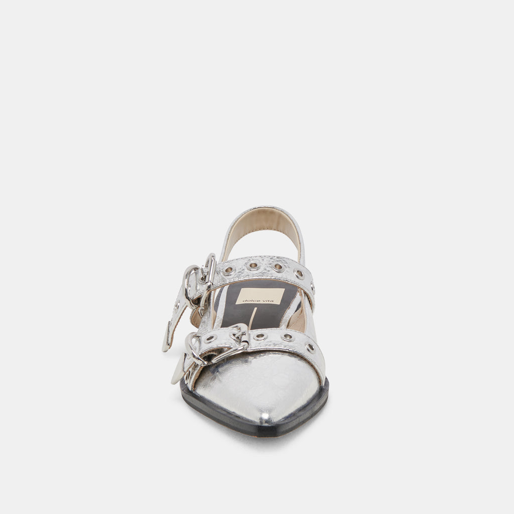 LABELL FLATS SILVER DISTRESSED LEATHER - image 9