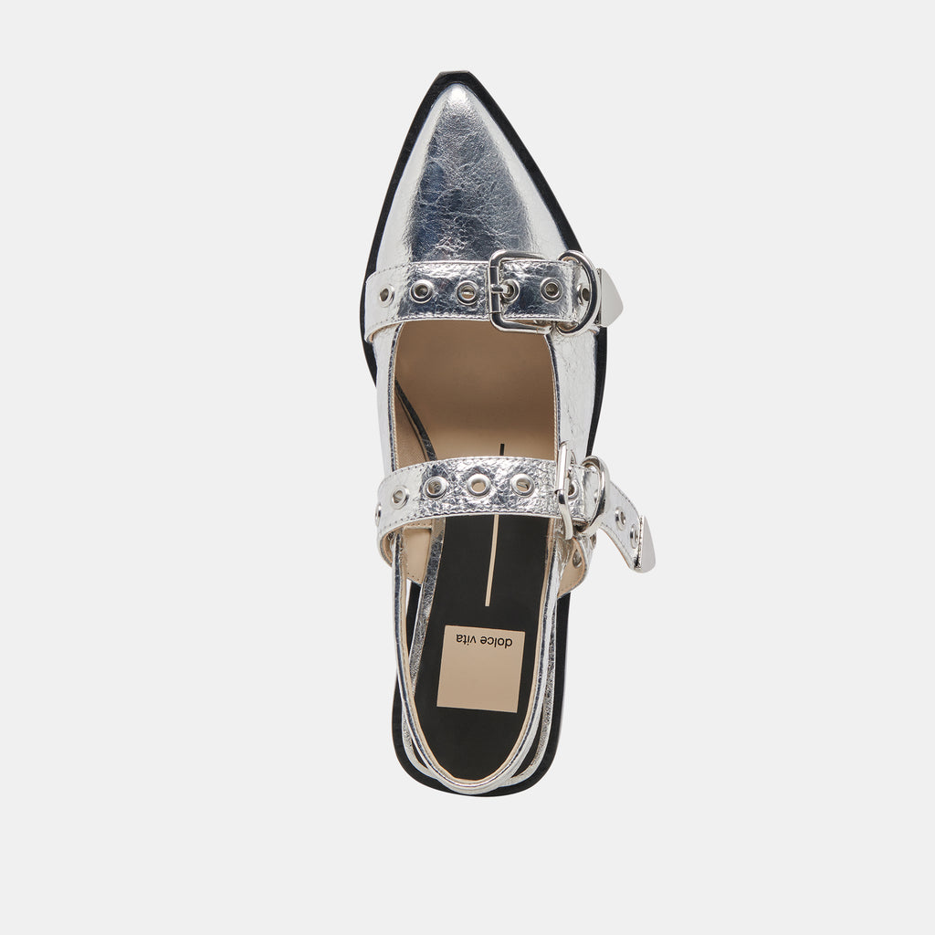 LABELL FLATS SILVER DISTRESSED LEATHER - image 11