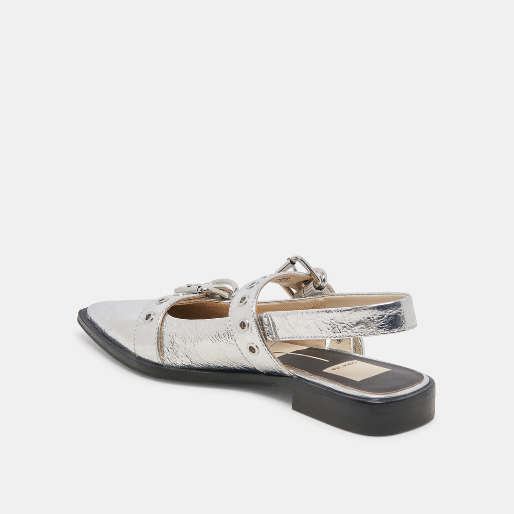 LABELL FLATS SILVER DISTRESSED LEATHER - image 7