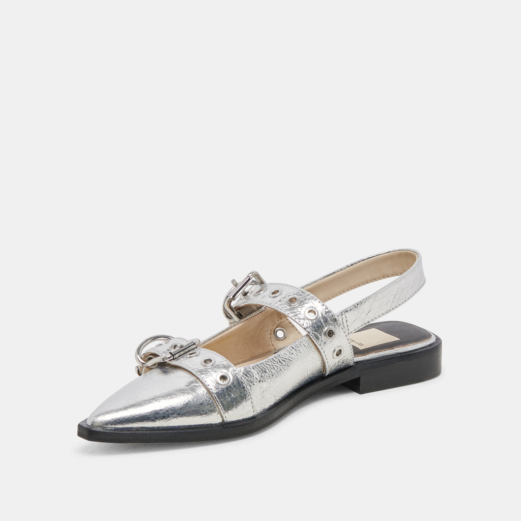 LABELL FLATS SILVER DISTRESSED LEATHER - image 8