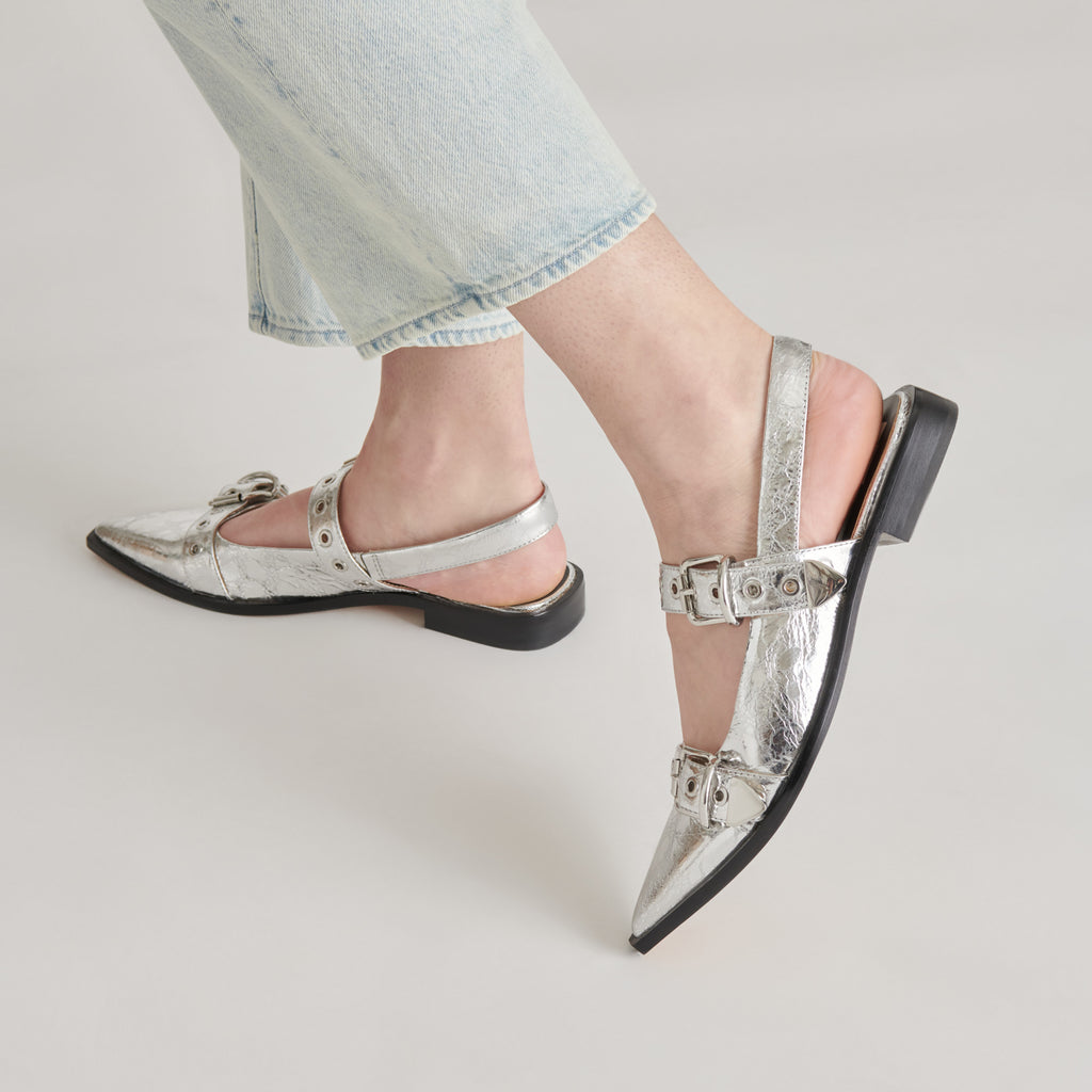 LABELL FLATS SILVER DISTRESSED LEATHER - image 6