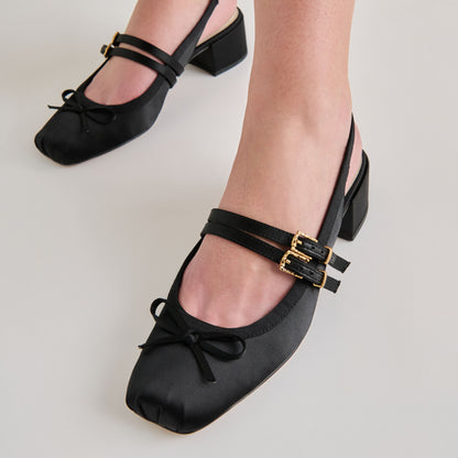 LORIS HEELS ONYX SATIN