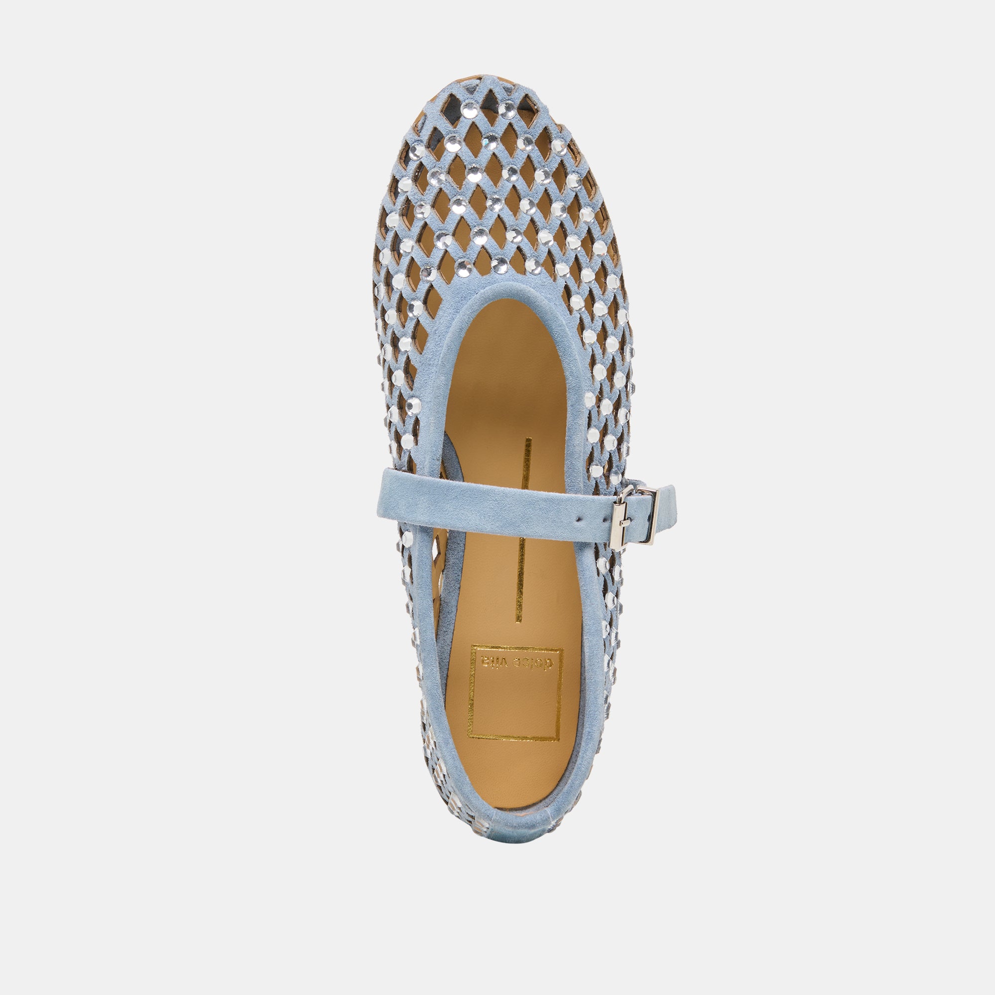 MAVIN RHINESTONE BALLET FLATS BLUE SUEDE