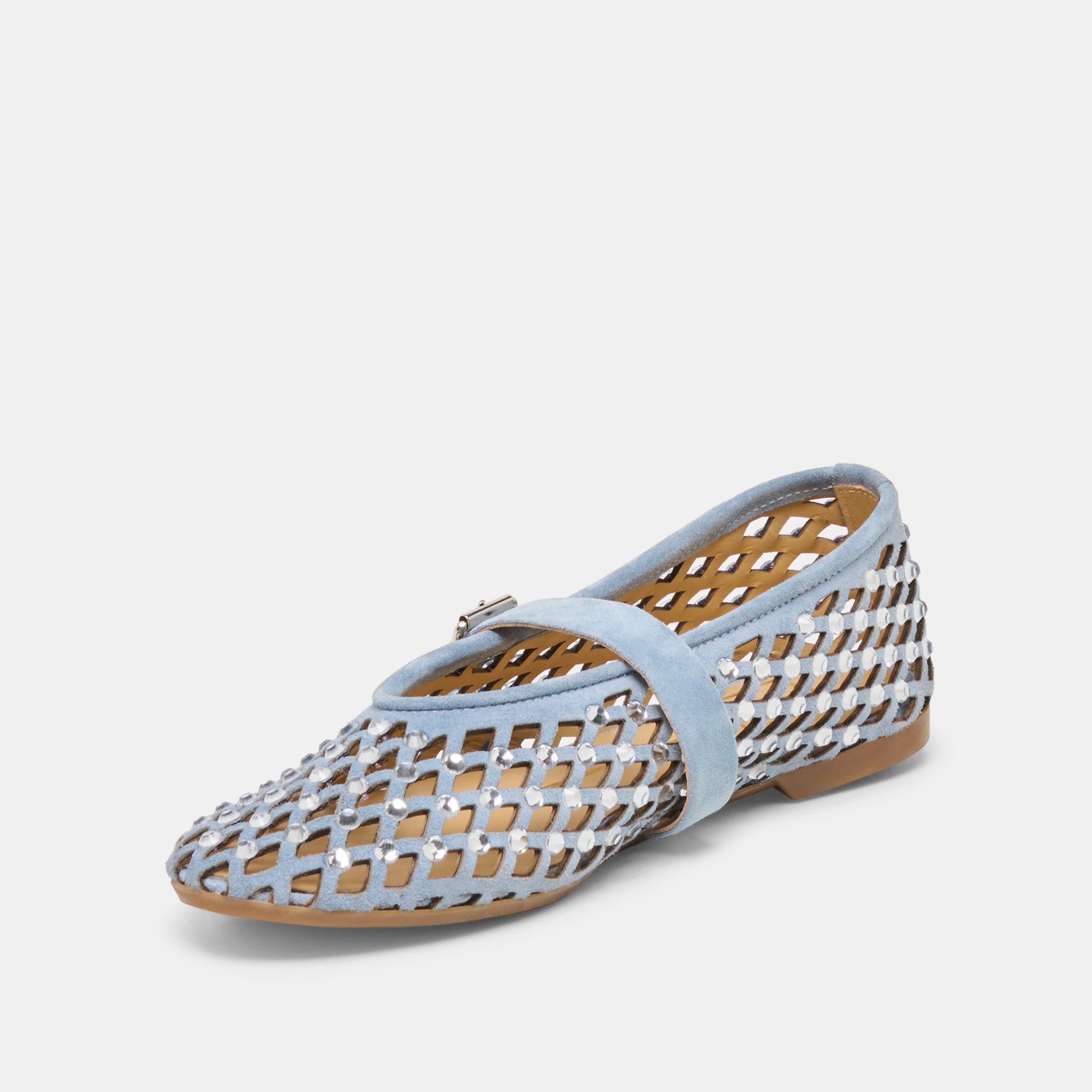 MAVIN RHINESTONE BALLET FLATS BLUE SUEDE