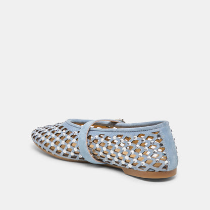MAVIN RHINESTONE BALLET FLATS BLUE SUEDE