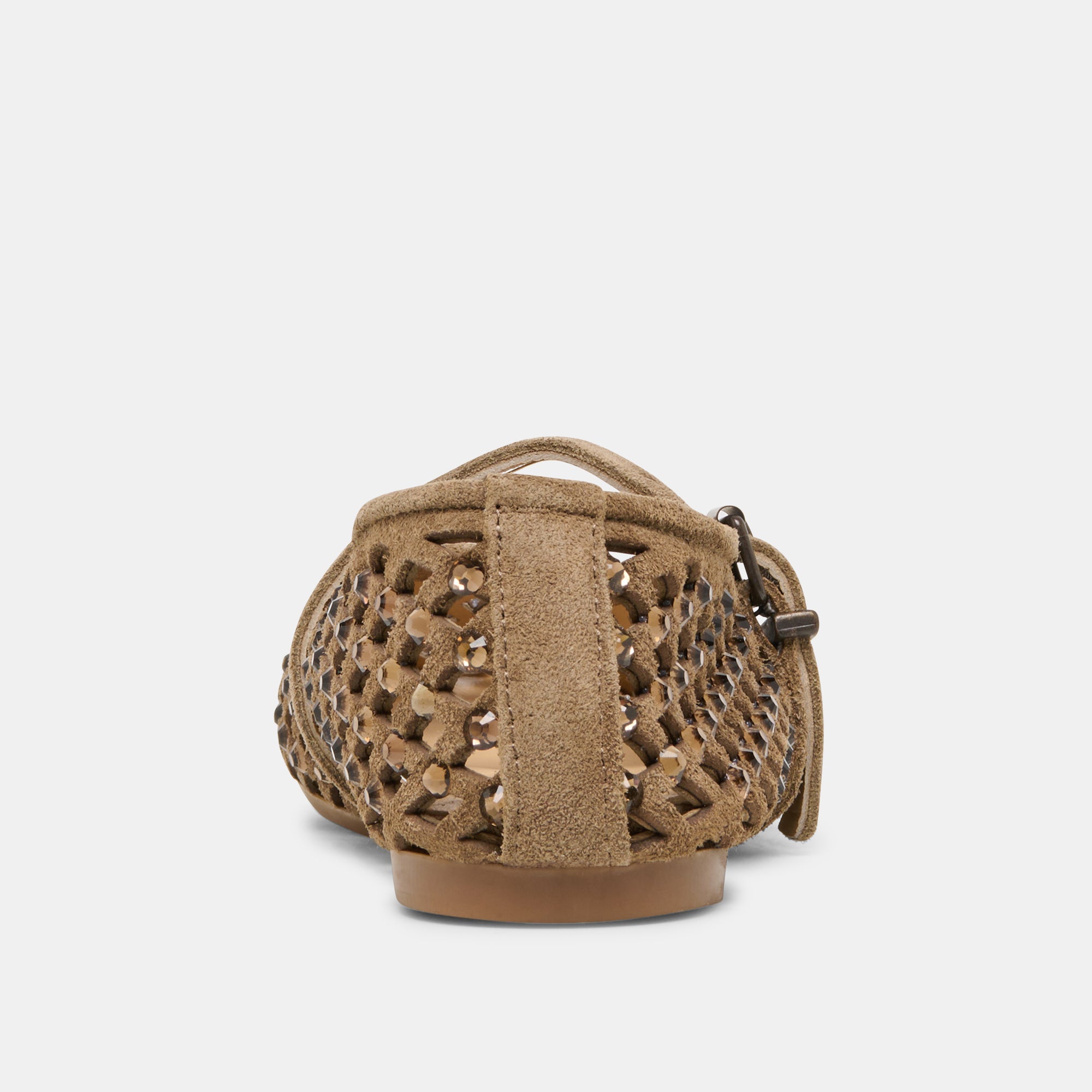 MAVIN RHINESTONE BALLET FLATS TAUPE SUEDE