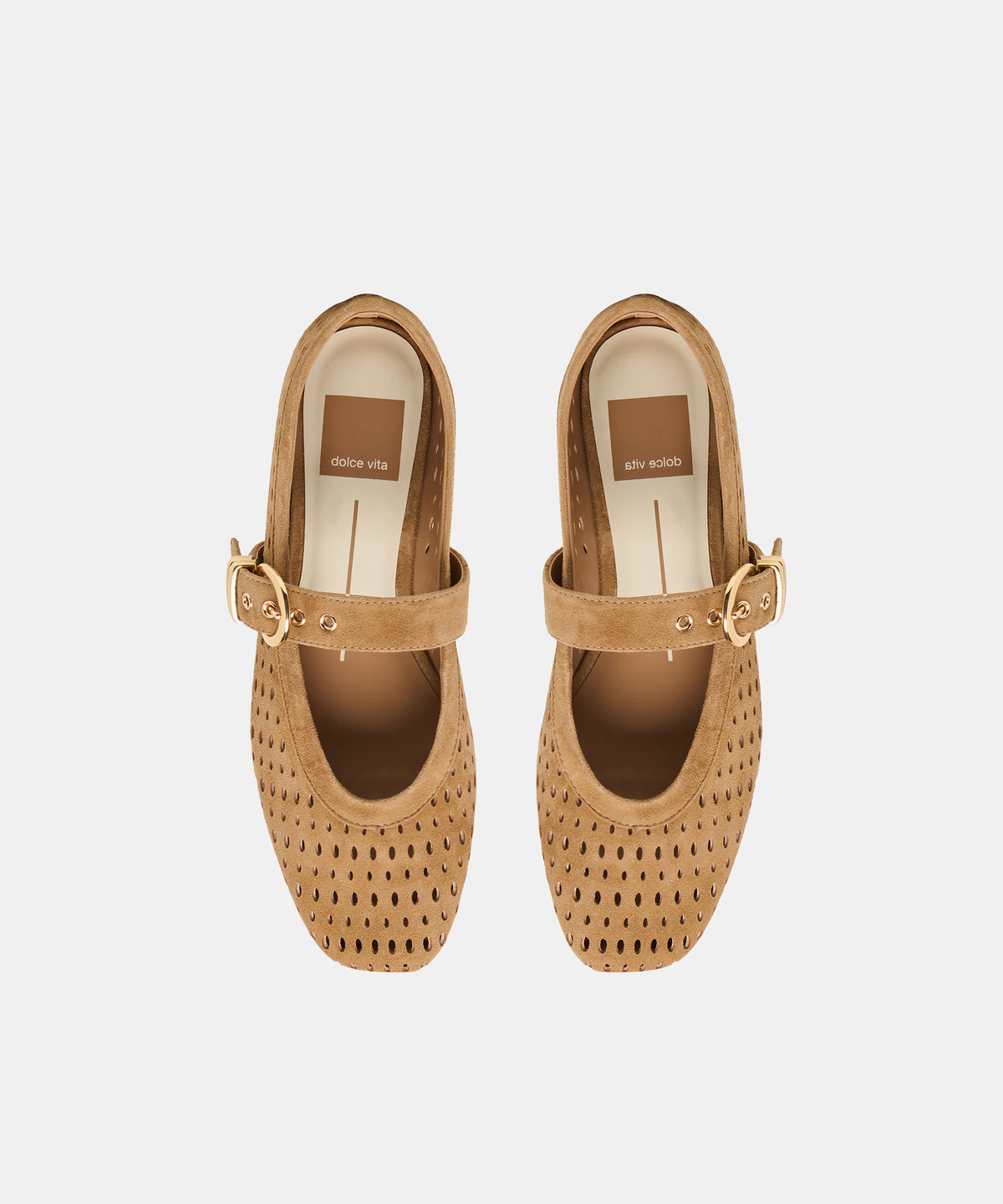 MIKEL BALLET FLATS LT BROWN PERFORATED SUEDE - view 3
