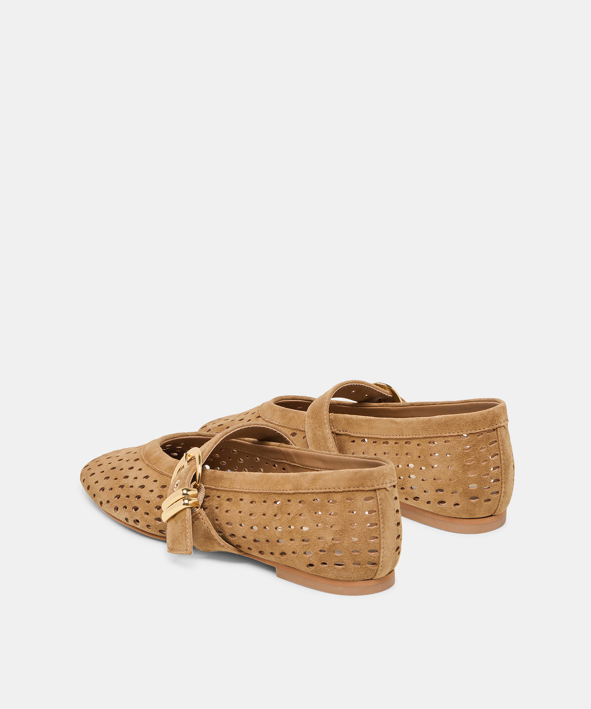 MIKEL BALLET FLATS LT BROWN PERFORATED SUEDE - view 5