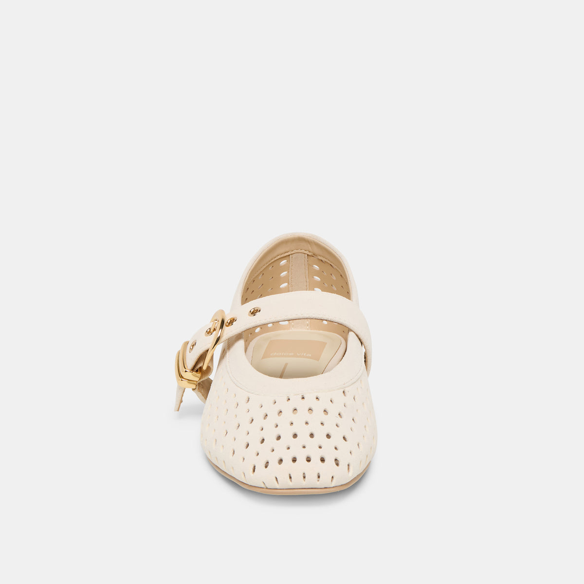 Mikel in Creme Perforated Suede