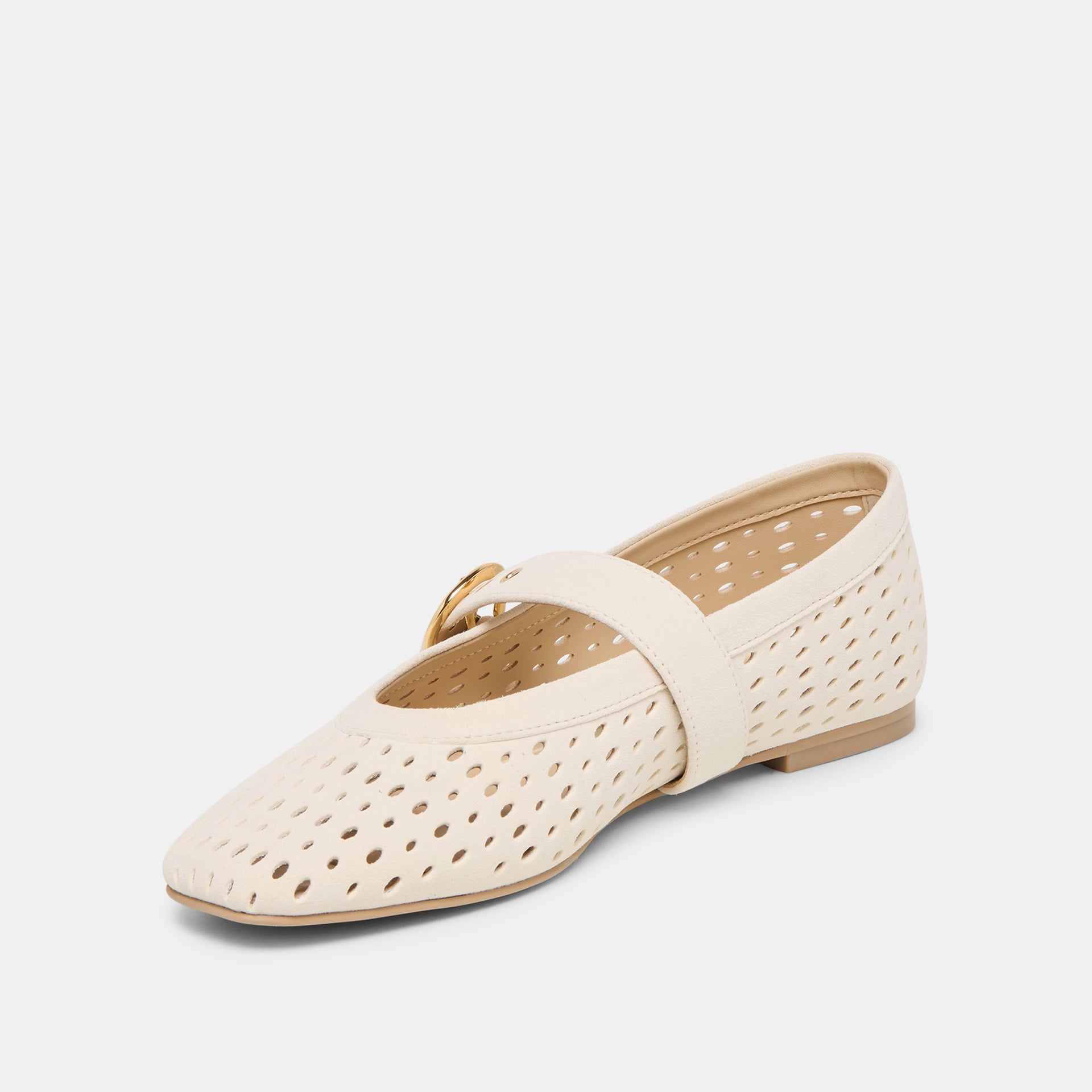 Mikel in Creme Perforated Suede main image 1
