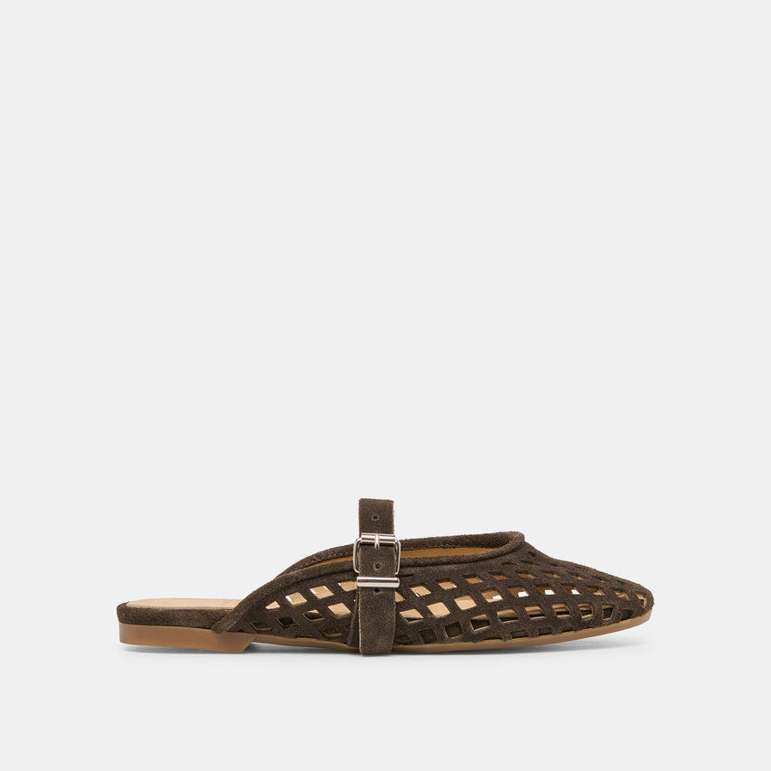 Mirian Dk Brown Suede Flats | Dolce Vita