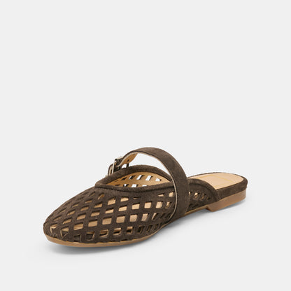 MIRIAN FLATS DK BROWN SUEDE