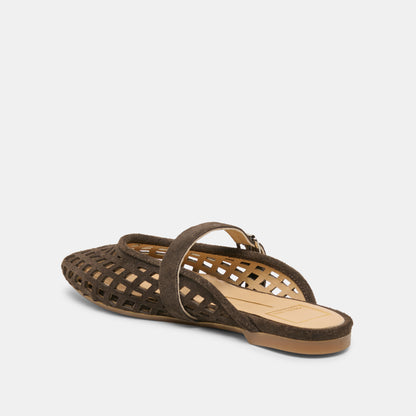 MIRIAN FLATS DK BROWN SUEDE