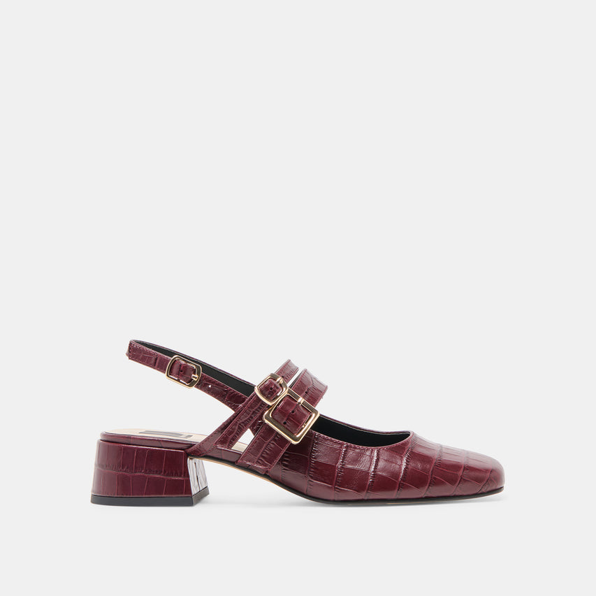 PATZY HEELS OXBLOOD EMBOSSED LEATHER