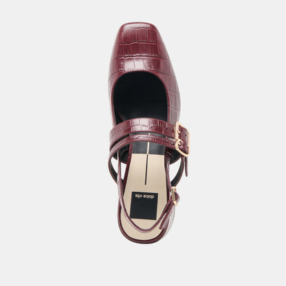 PATZY HEELS OXBLOOD EMBOSSED LEATHER