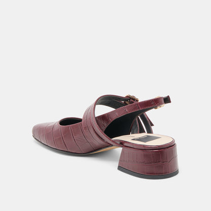 PATZY HEELS OXBLOOD EMBOSSED LEATHER