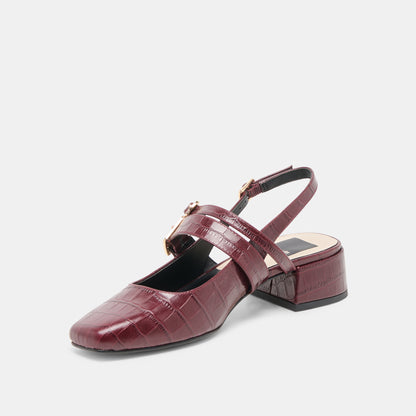PATZY HEELS OXBLOOD EMBOSSED LEATHER