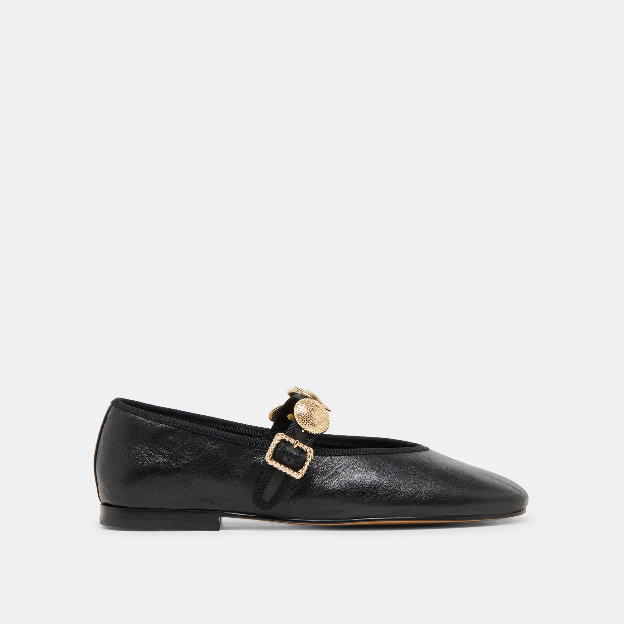 Relan Wide Black Leather Ballet Flats | Dolce Vita