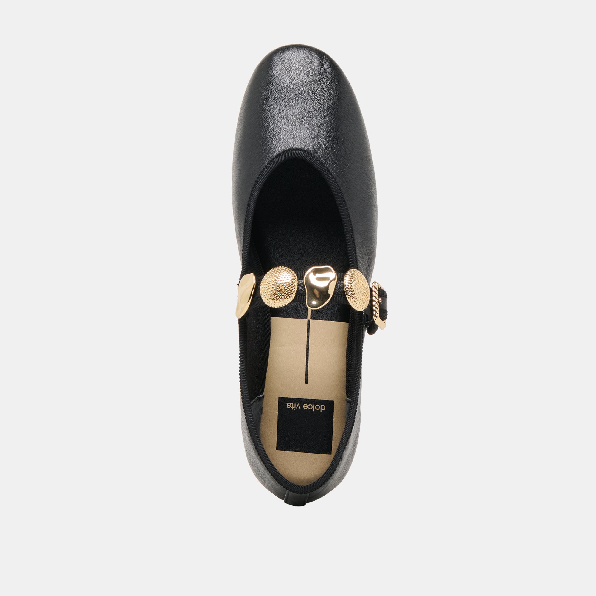 RELAN WIDE BALLET FLATS BLACK LEATHER