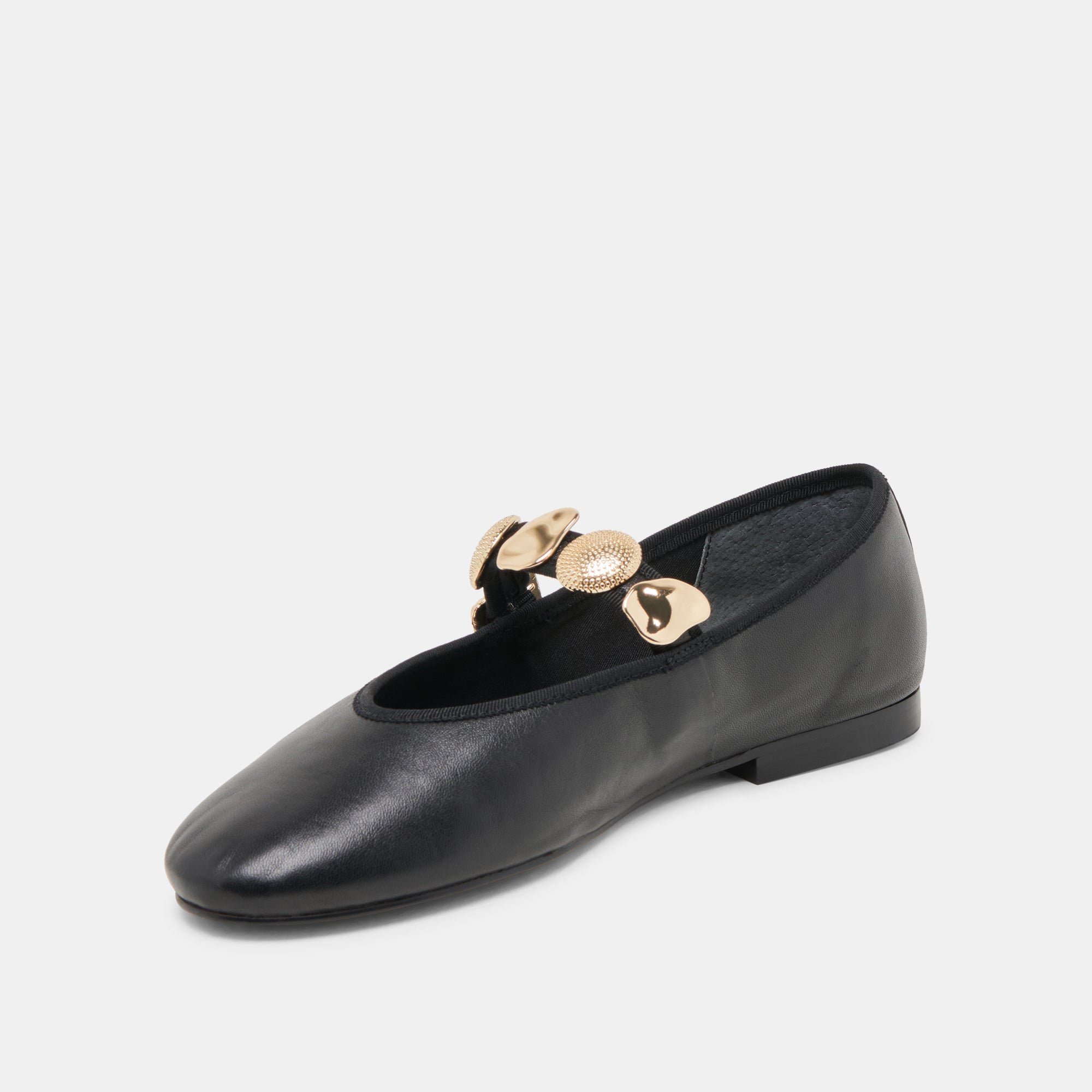 RELAN WIDE BALLET FLATS BLACK LEATHER