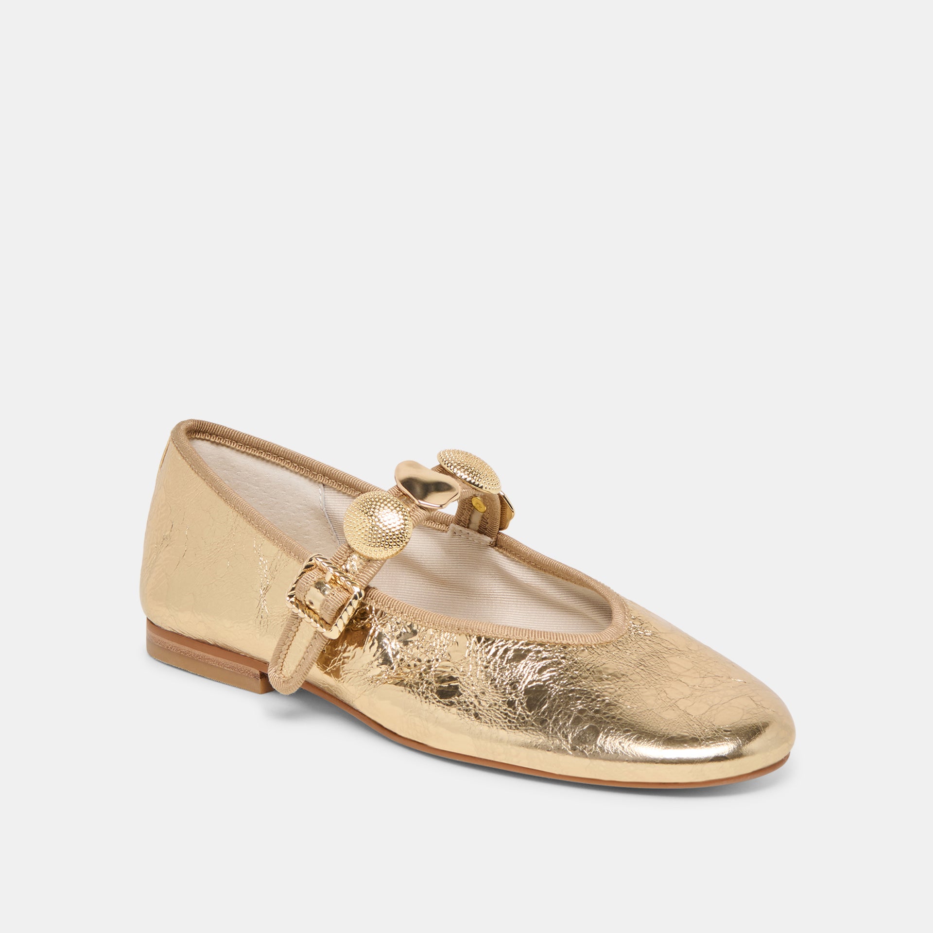 Relan Gold Distressed Leather Ballet Flats