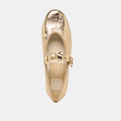RELAN BALLET FLATS GOLD DISTRESSED LEATHER