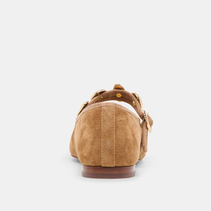 RELAN BALLET FLATS LT BROWN SUEDE