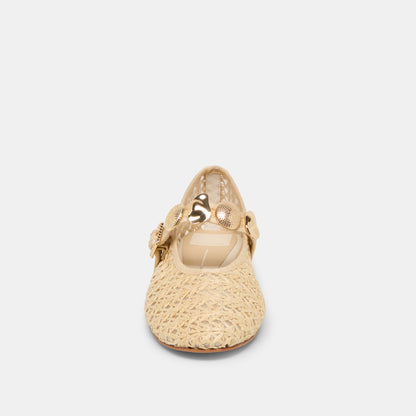 RELAN BALLET FLATS NATURAL CROSS HATCH RAFFIA