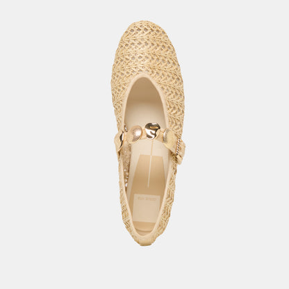 RELAN BALLET FLATS NATURAL CROSS HATCH RAFFIA