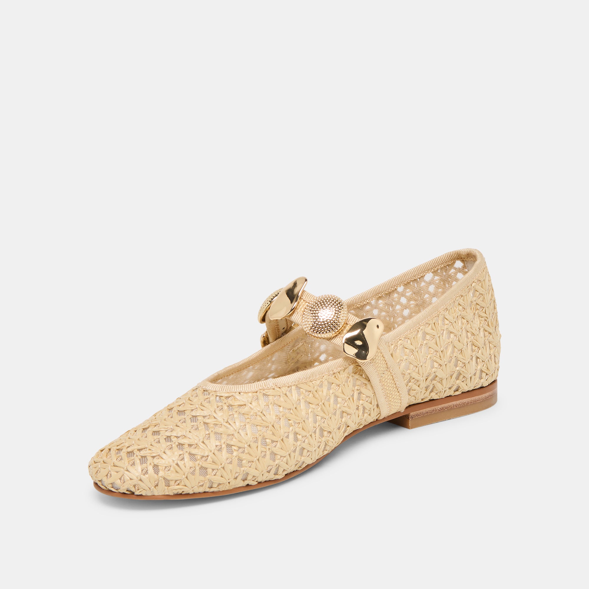 RELAN BALLET FLATS NATURAL CROSS HATCH RAFFIA