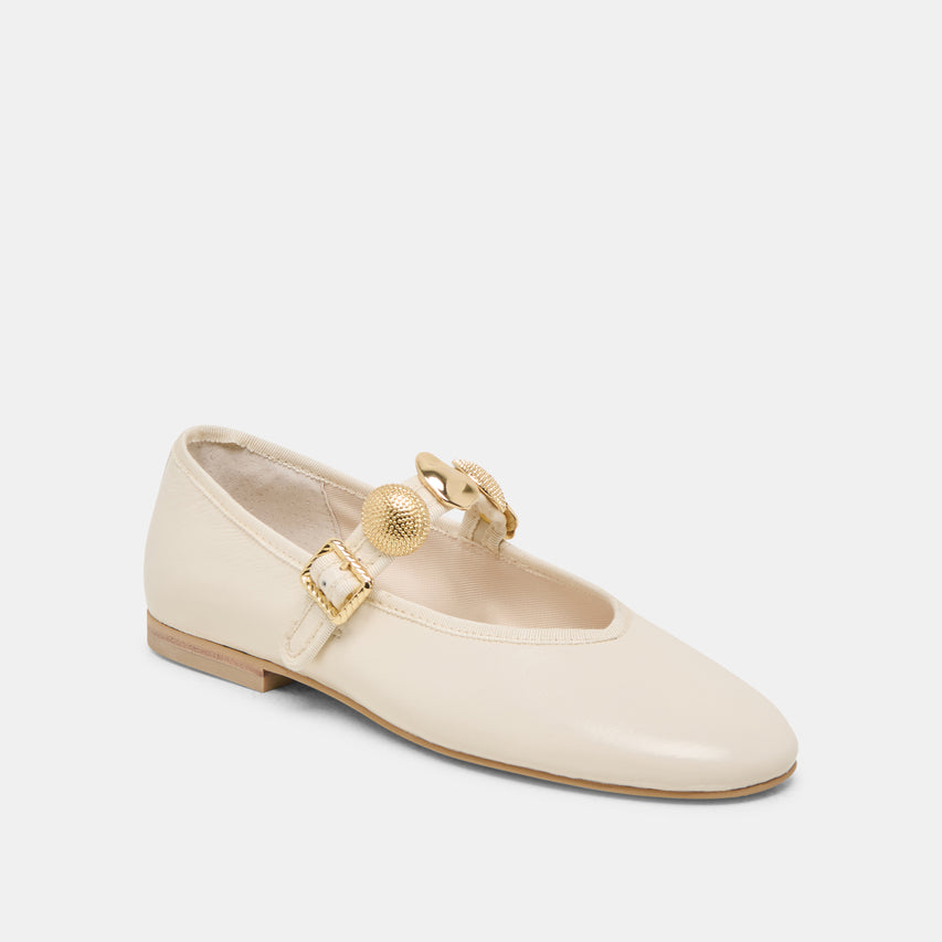 RELAN WIDE BALLET FLATS OFF WHITE LEATHER