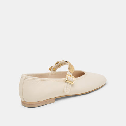 RELAN WIDE BALLET FLATS OFF WHITE LEATHER