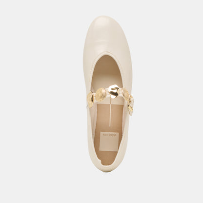 RELAN WIDE BALLET FLATS OFF WHITE LEATHER